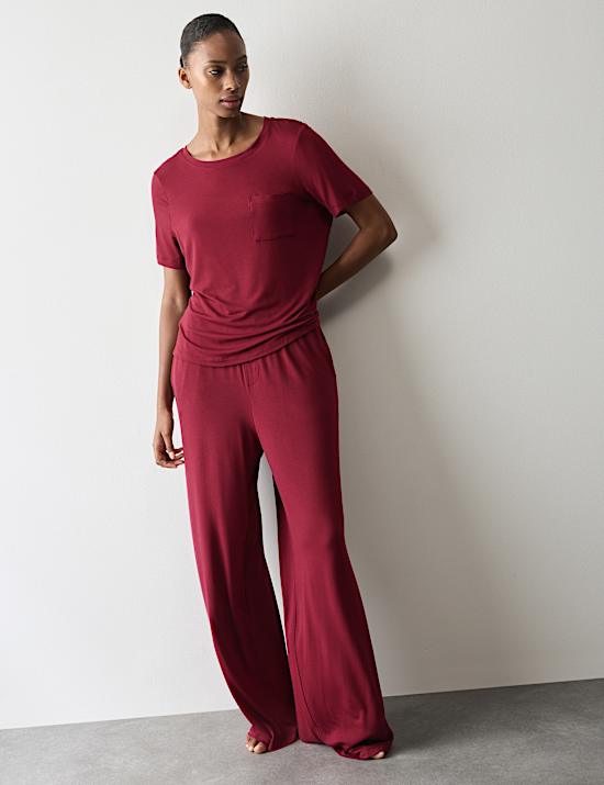 Modal Rich Wide Leg Pyjama Bottoms