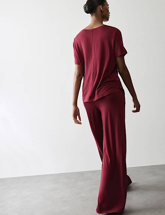 Modal Rich Wide Leg Pyjama Bottoms