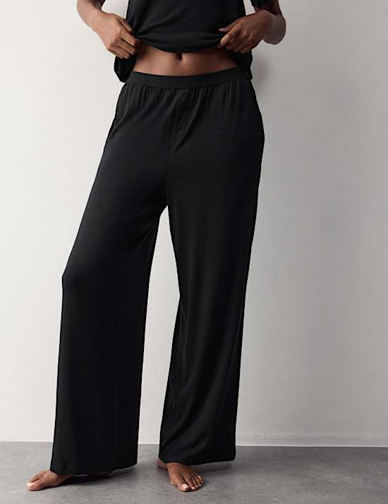Modal Rich Wide Leg Pyjama Bottoms