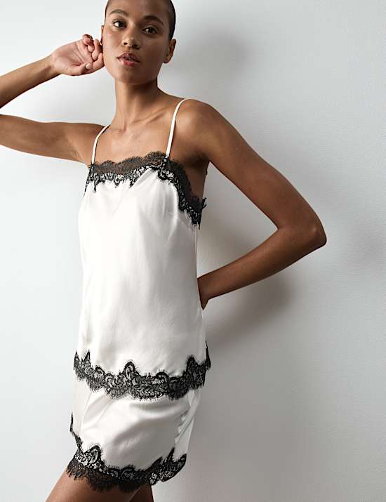 Satin and Lace Cami Pyjama Set