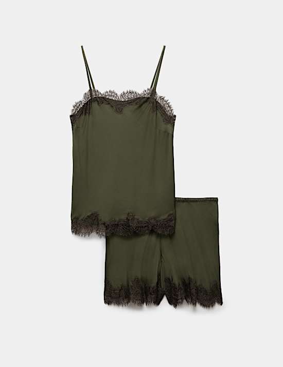 Satin and Lace Cami Pyjama Set