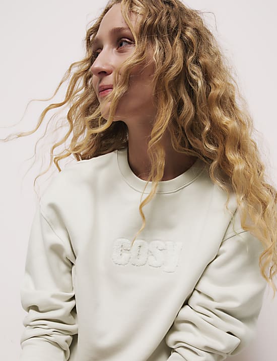 Cotton Rich Cosy Slogan Striped Pyjama Set