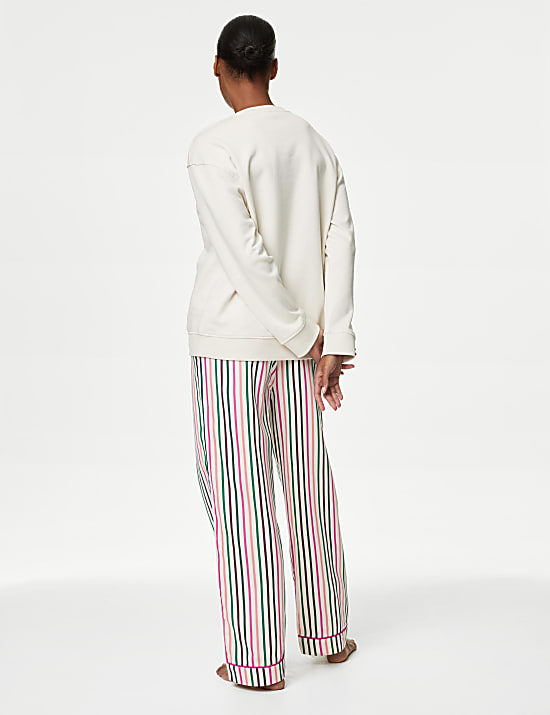 Cotton Rich Cosy Slogan Striped Pyjama Set