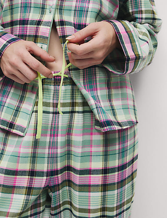 Cotton Blend Checked Pyjama Set