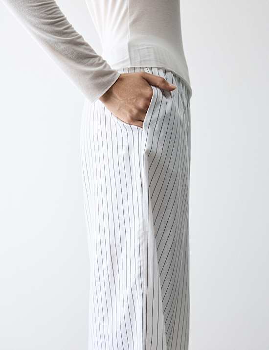 Pure Cotton Striped Wide Leg Pyjama Bottoms