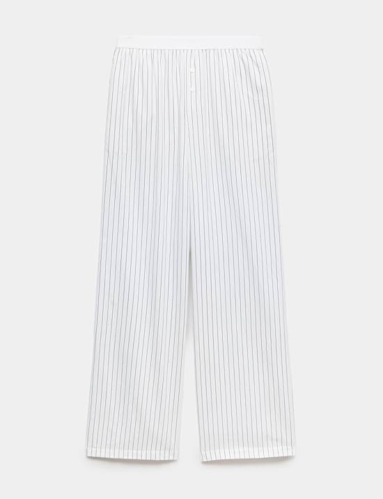 Pure Cotton Striped Wide Leg Pyjama Bottoms