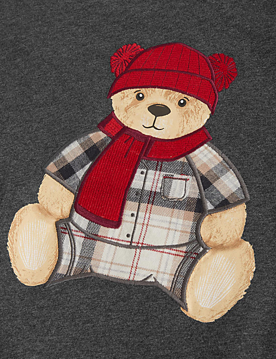 סט פיג'מת חג המולד לנשים עם הדפס ™Spencer Bear, מתאימה לסט משפחתי