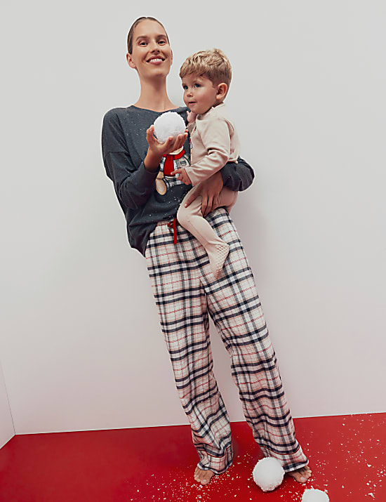סט פיג'מת חג המולד לנשים עם הדפס ™Spencer Bear, מתאימה לסט משפחתי