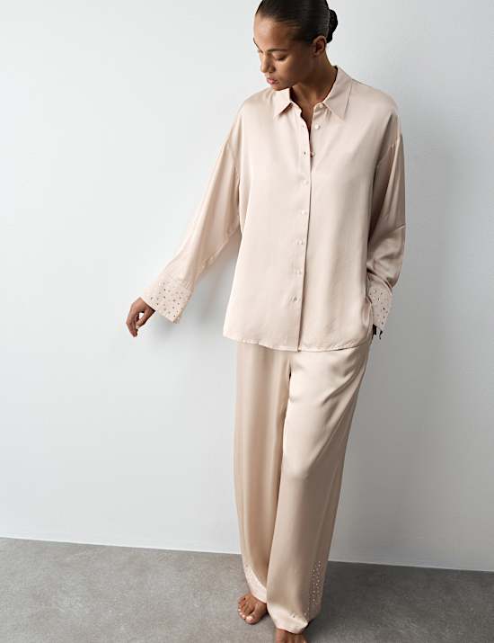 Satin Embellished Pyjama Set