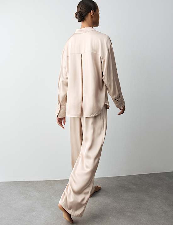 Satin Embellished Pyjama Set