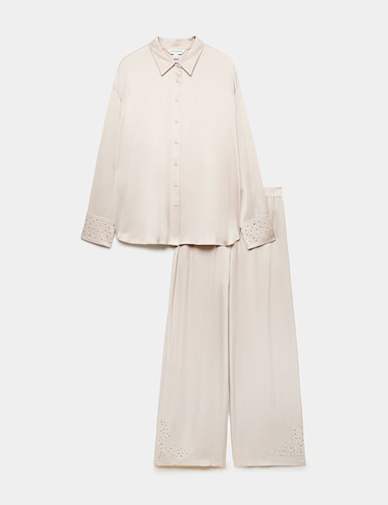 Satin Embellished Pyjama Set