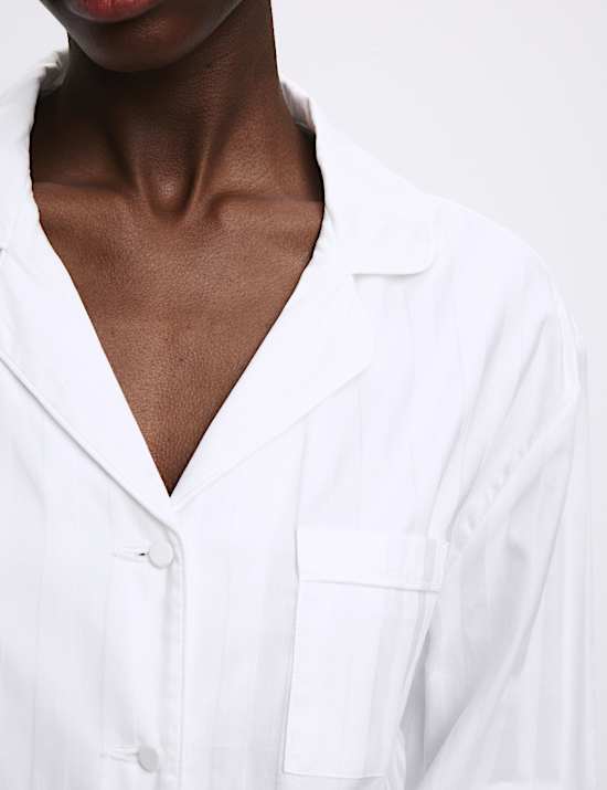 Pure Cotton Sateen Striped Pyjama Set