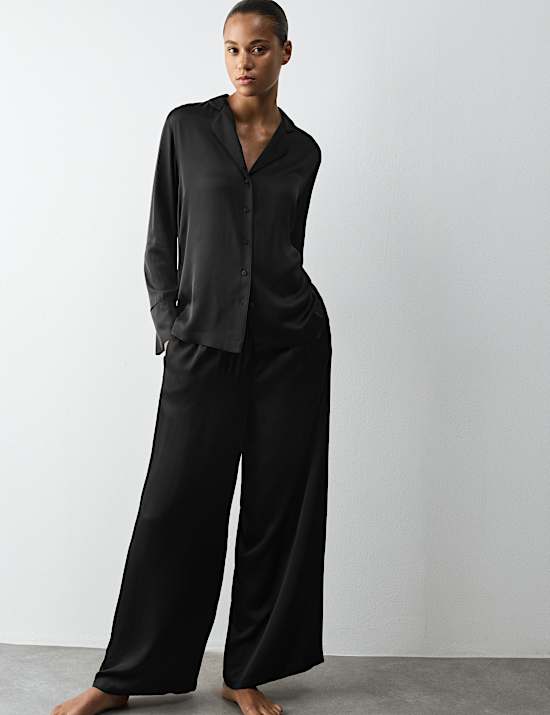 Satin Velvet Detail Pyjama Bottoms