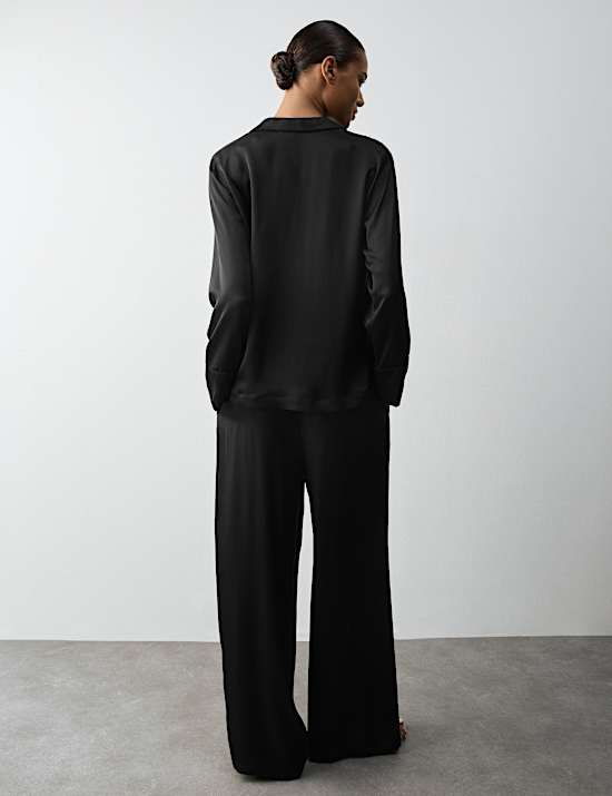 Satin Velvet Detail Pyjama Bottoms