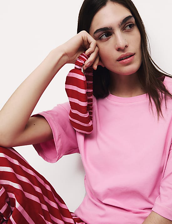 Women's Candy Striped Family Christmas Pyjama Set with Eye Mask