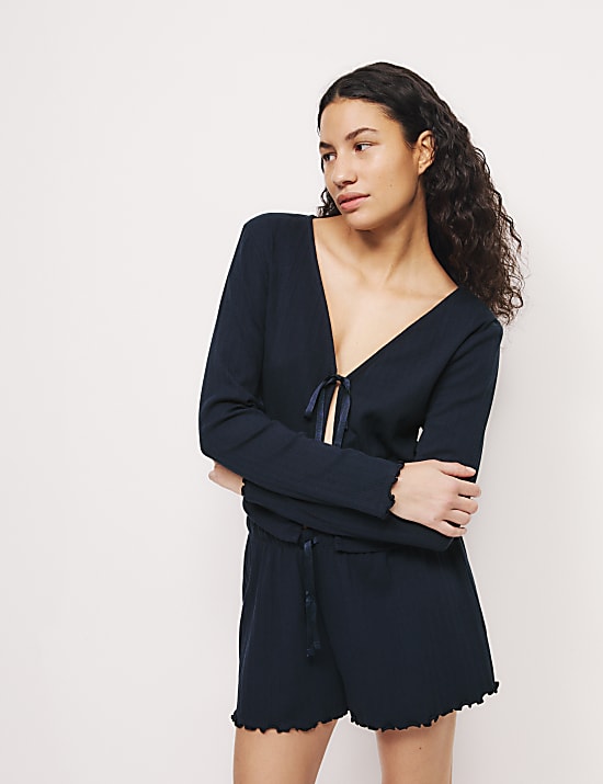 Ensemble shorty en coton c&ocirc;tel&eacute;