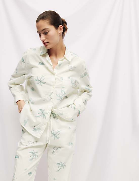 Pure Cotton Printed Revere Pyjama Set