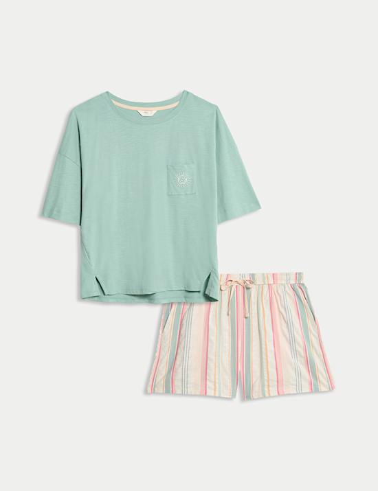 Cotton Rich Striped Shortie Set