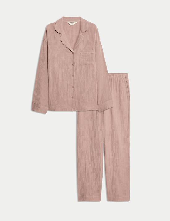 Pure Cotton Dobby Muslin Revere Pyjama Set