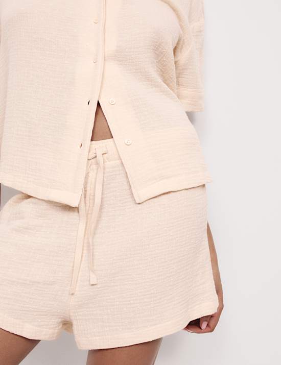 Ensemble shorty mousseline 100 % coton à revers
