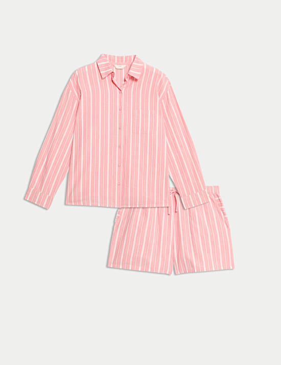 Pure Cotton Cambric Striped Shortie Set