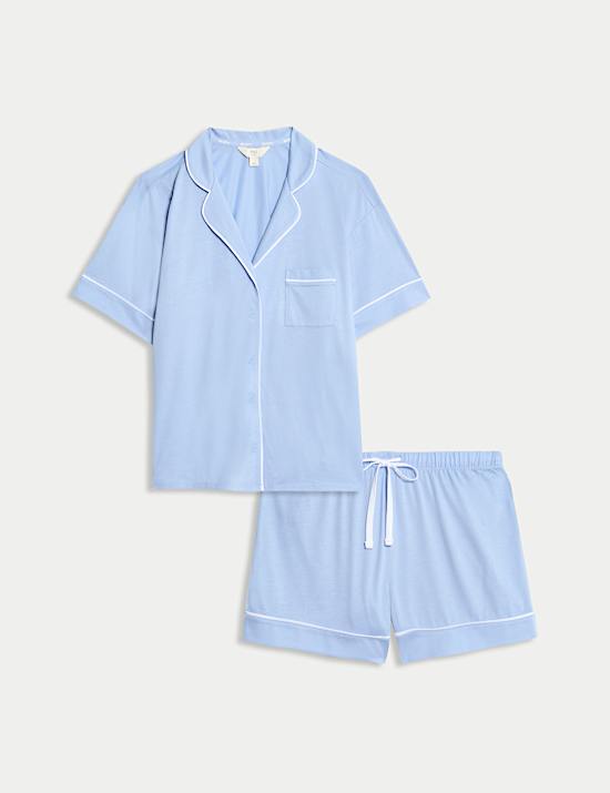 Set Piyama Celana Pendek Revere Kain Modal Katun