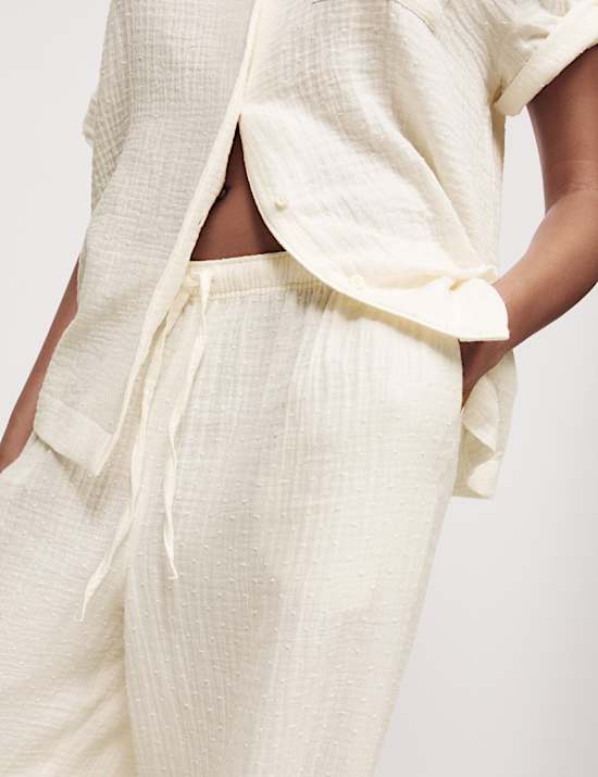 Ensemble pyjama en mousseline 100 % coton dobby à revers