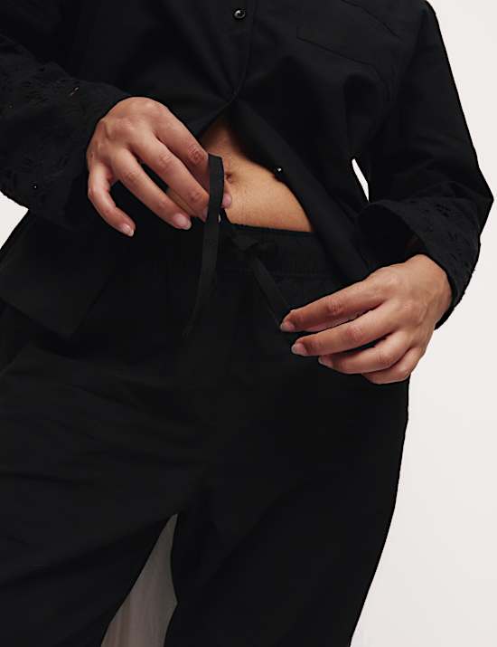 Pure Cotton Broderie Trim Pyjama Set