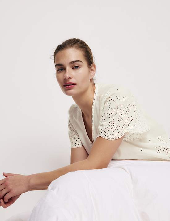 Pure Cotton Voile Broderie Shortie Set