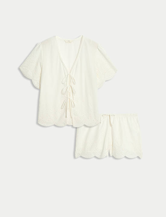 Pure Cotton Voile Broderie Shortie Set