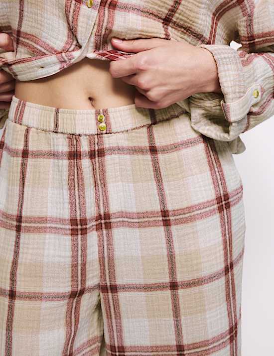 Ensemble pyjama 100 % coton à carreaux