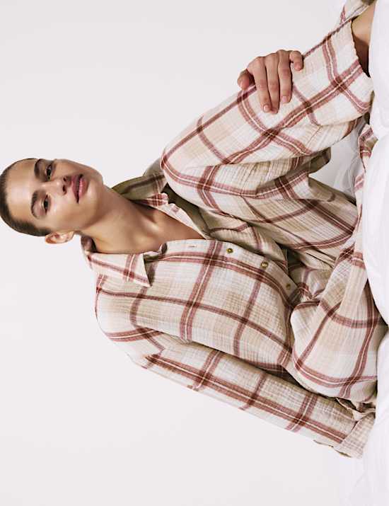 Ensemble pyjama 100 % coton à carreaux