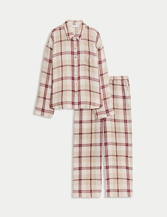 Ensemble pyjama 100 % coton à carreaux