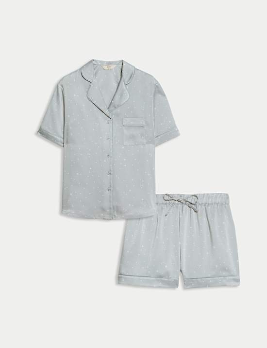 Satin Star Print Revere Shortie Set