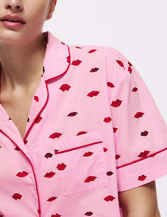 Pure Cotton Printed Revere Shortie Set