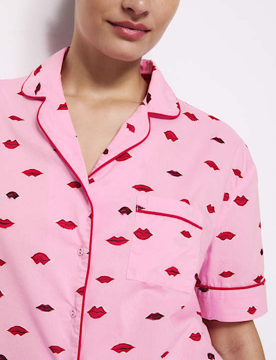 Pure Cotton Printed Revere Shortie Set