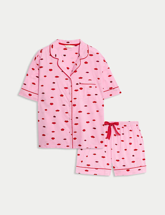 Pure Cotton Printed Revere Shortie Set
