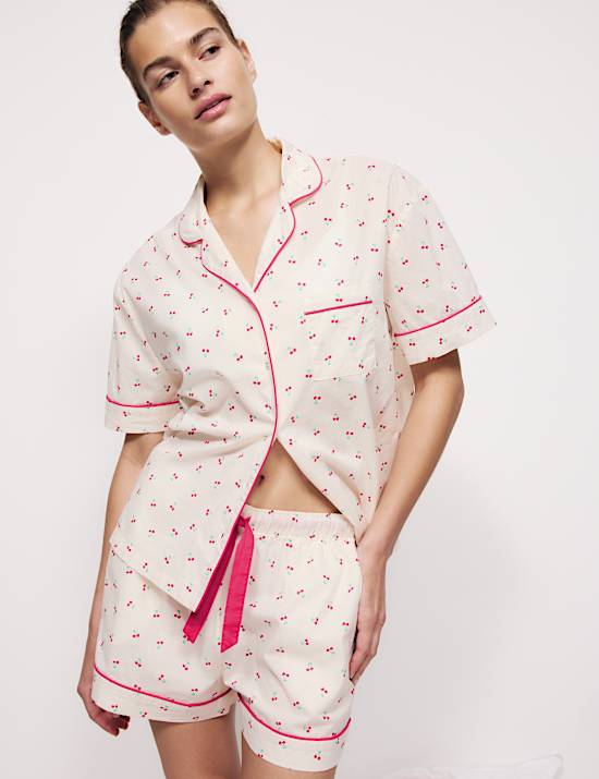 Pure Cotton Printed Revere Shortie Set