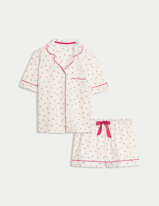 Pure Cotton Printed Revere Shortie Set