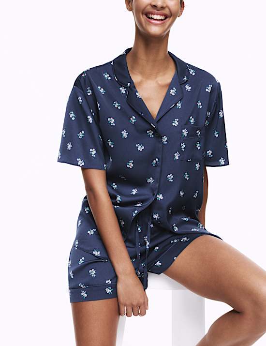 Dream Satin™ Printed Revere Shortie Set