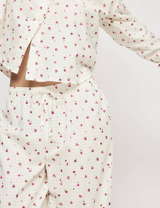 Pure Cotton Dobby Floral Pyjama Set