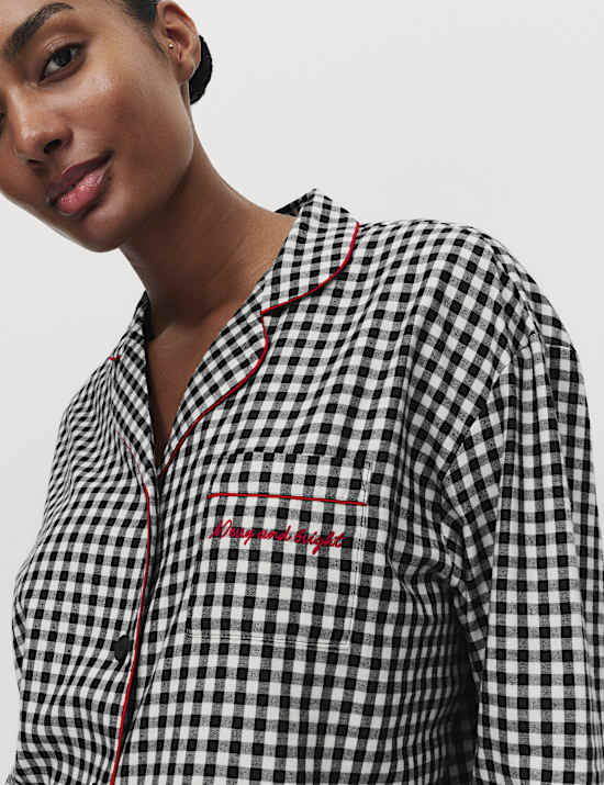 Pyjama de Noël 100 % coton à carreaux Vichy