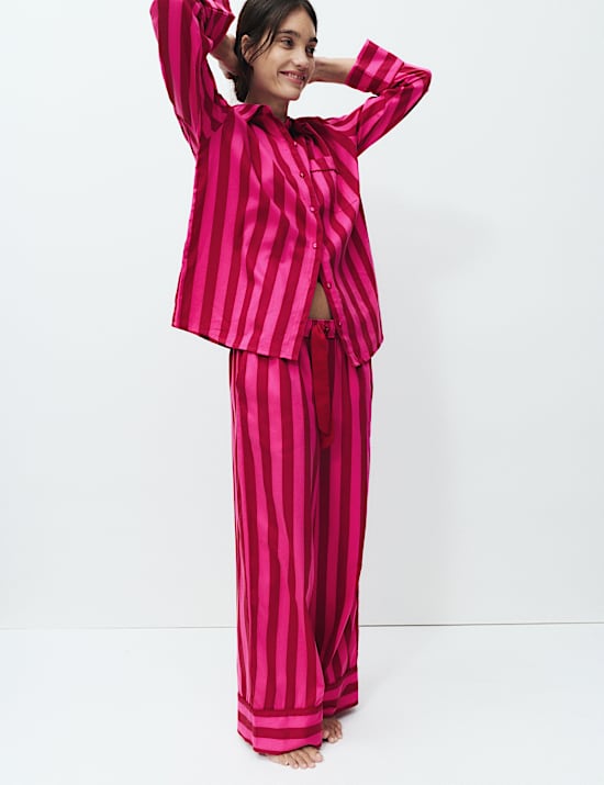 Pure Cotton Sateen Striped Pyjama Set