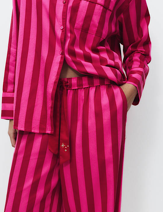 Pure Cotton Sateen Striped Pyjama Set