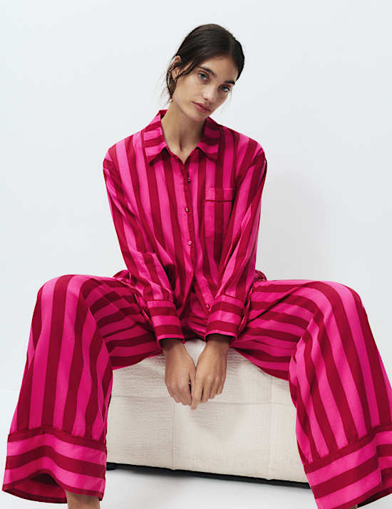 Pure Cotton Sateen Striped Pyjama Set