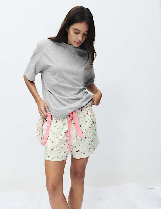 Pure Cotton Printed Shortie Set with Eye Mask