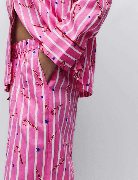 Ensemble pyjama de Noël 100 % coton à motif sucre d’orge