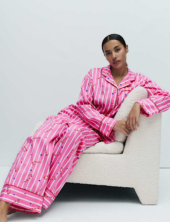 Ensemble pyjama de Noël 100 % coton à motif sucre d’orge