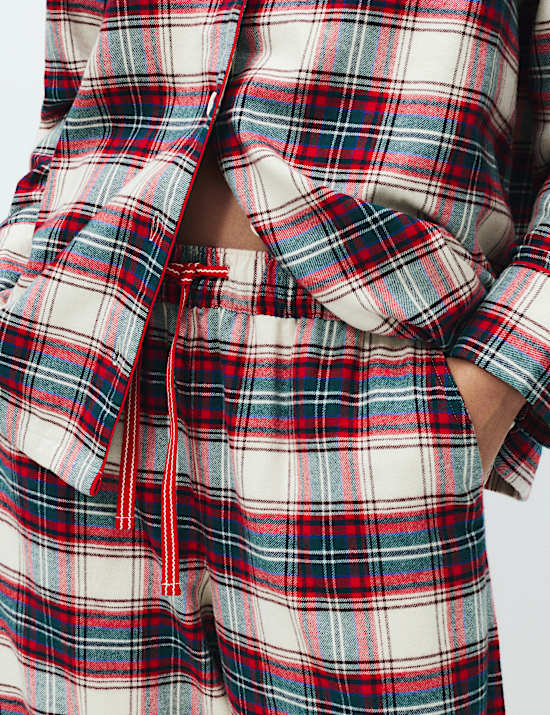 Pijama 100% algodón navideño familiar de cuadros