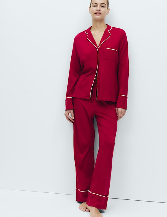 Ensemble pyjama en coton et modal à revers